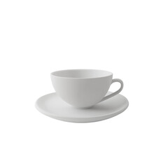 Elegant White Coffee Cup and Saucer Set for Stylish Dining and Coffee Moments on transparent background