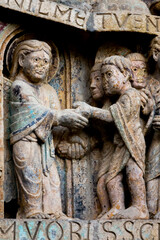 Tympanum of the Last Judgment (12th century). Paradise and the chosen people.