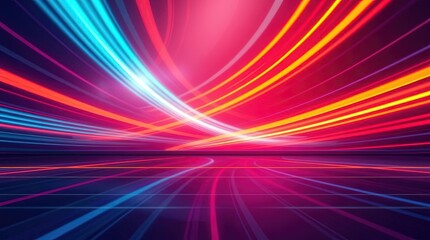 Abstract Speed Lines: An abstract backdrop of vibrant streaks of red, orange, and blue light, reminiscent of a city's bustling skyline at night.