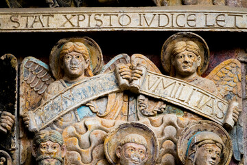 Tympanum of the Last Judgment (12th century). Paradise and the chosen people.