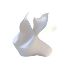Abstract White Sculpture with Fluid Curves and Soft Shadows in Modern Art Setting on transparent background