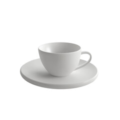 Elegant White Ceramic Coffee Cup and Saucer Set for Stylish Dining Experience on transparent background