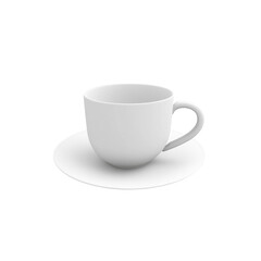 Elegant White Coffee Cup on a Saucer for a Cozy Home Setting on transparent background