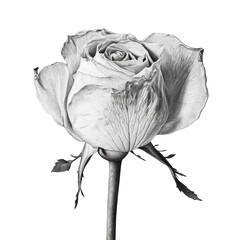 Elegant Black and White Rose in Detail, Capturing the Beauty of Nature and Symbolism of Love on transparent background