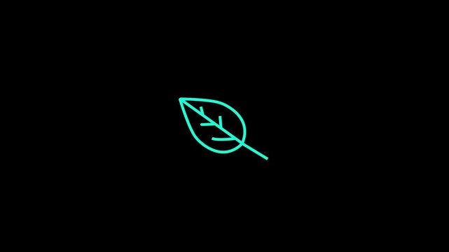 abastract animation on tree leves icon symbol CO2 icon illustration. Tree leaves with co2 neon text ecological concept isolated4k video
