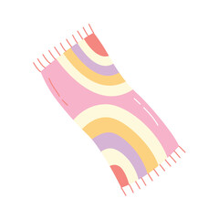 Cute pastel beach towel with abstract rainbow design. Hand drawn in trendy minimal style. Ideal for summer, vacation, pool or tropical travel-themed designs.