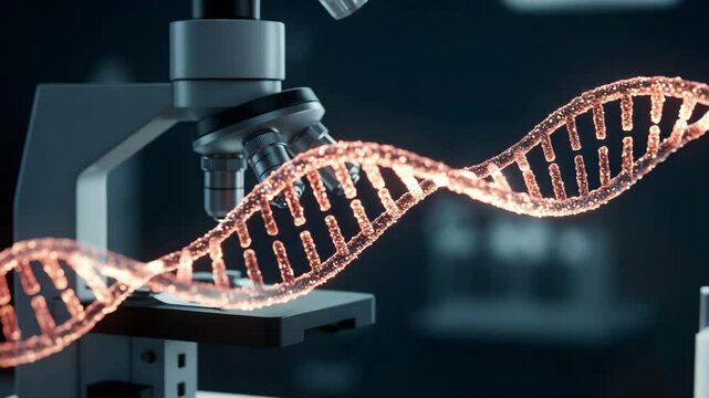 Dna illustration and microscope modern scientific illustration