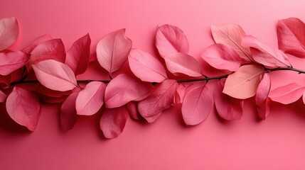 Fototapeta premium Delicate Pink Leaves on Soft Pink Background for Aesthetic Decor