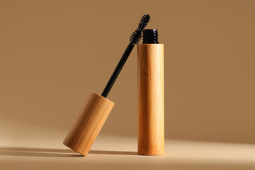 Black mascara on brown background