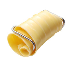 Rolled Cheese Slice in Metal Holder Dairy Product Photography