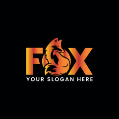 wolf fox logo design vector