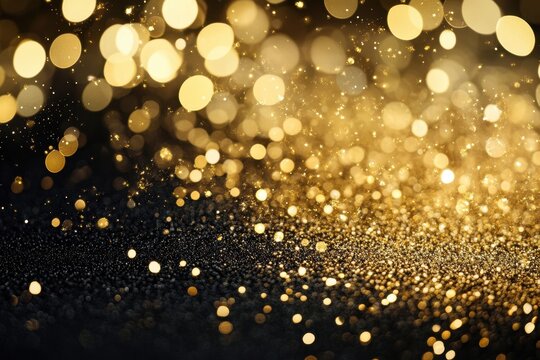 Elegant Gold and Black Sparkling Background for 50th Wedding Anniversary or New Year Celebration Invitation