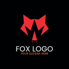 wolf fox logo design vector