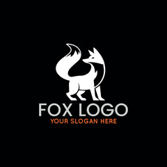 wolf fox logo design vector