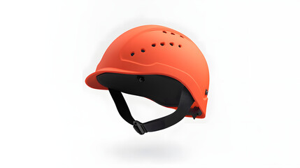 Fototapeta premium Stylish orange safety helmet designed for protection and comfort, featuring ventilation slots and an adjustable strap.