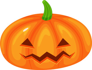 Carved Halloween pumpkin displaying negative emotions like sadness, anger, and pain, isolated against a clean white background, evokes a sense of eerie charm and seasonal spookiness
