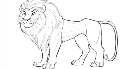 Fototapeta premium Stylized Lion Illustration - Majestic Big Cat Portrait in Dynamic Pose, Digital Art for Wildlife and Nature Themes.