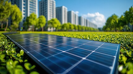 Fototapeta premium Solar panel in urban park setting