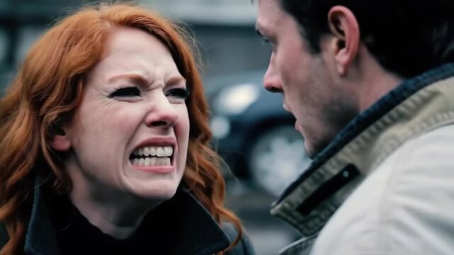 Intense street argument captures emotional exchange between two people