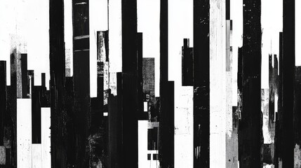 A monochrome poster with a cityscape in risograph and glitch style is available in stock
