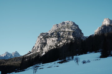 Dolomites with a blue sky