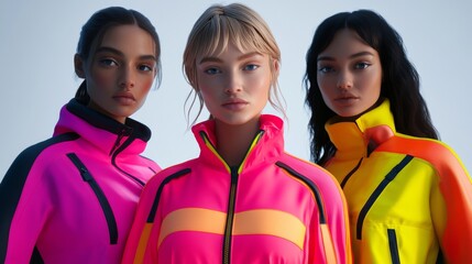 Reflective materials and neon windbreakers are combined with sleek sportswear to create bold fashion and futuristic activewear that closes in