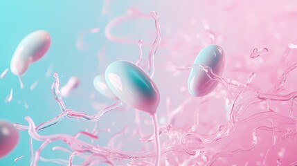 Fototapeta premium Colorful liquid droplets creating dynamic splash