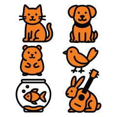 set of funny cartoon animals