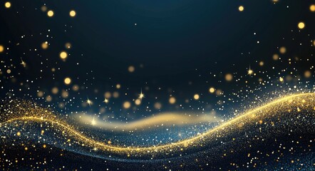 A mesmerizing night sky filled with shimmering golden stars scattered across a dark blue backdrop. creating a magical atmosphere suitable for celebrations and events