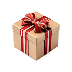 Obraz premium Elegant Beige Gift Box with Red and Cream Ribbon Bow