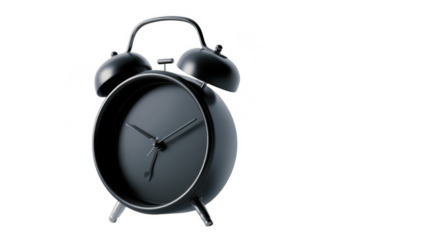 a simple alarm clock icon on a white background, in black color, png, transparent