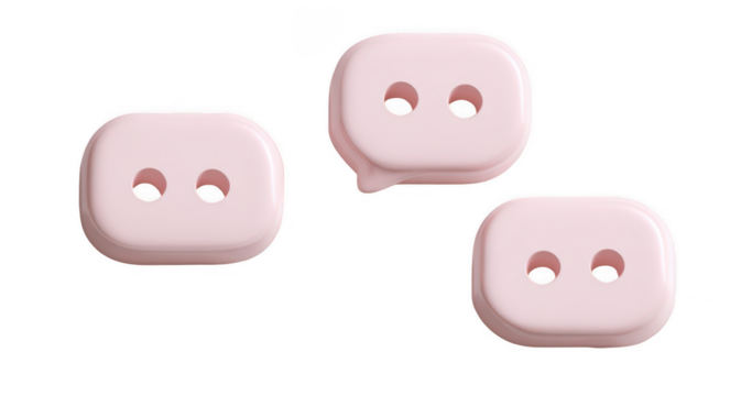 An icon of three dots in an array on the top left and right, a chat bubble with rounded corners, png, transparent - Powered by Adobe