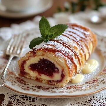 jam roly-poly english dessert (