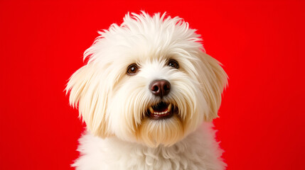 Cute Komondor On Red Background