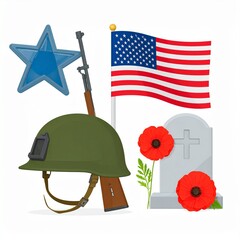 Flat Icon Set Memorial Tribute Pack