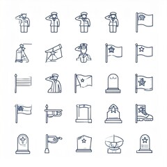 Line Icon Collection Military Tribute