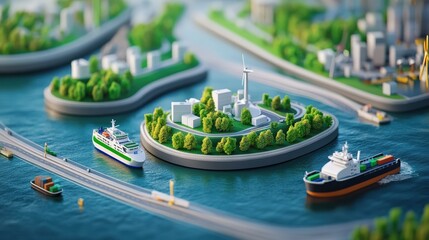 Obraz premium Detailed miniature model of an eco-friendly city.