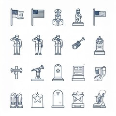 Line Icon Collection Military Tribute
