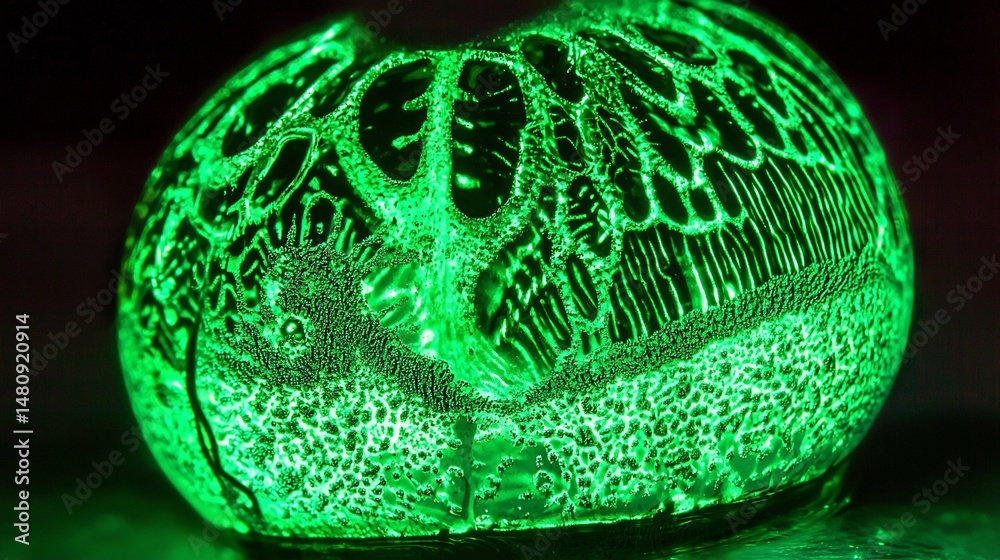 Fototapete zoomed image of green iris pattern showing crypts furrows reflection of lens