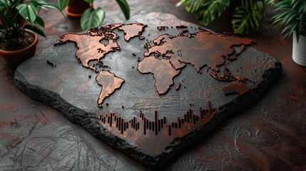3d digital world map featuring financial data and market indexes for global insights