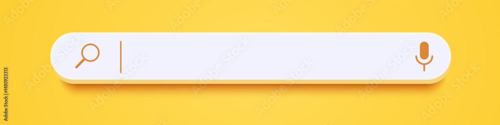 Wall mural 3d search bar internet browser engine on yellow background for ui design, website interface element 