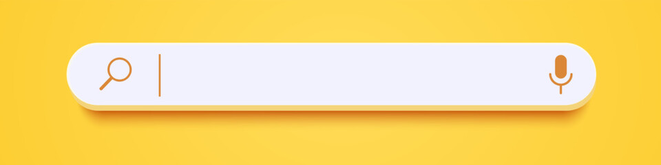 Obraz premium 3d search bar Internet browser engine on yellow background for UI design, website interface element with web icons and push button vector
