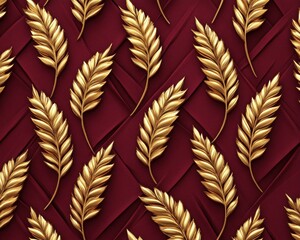 Classic Luxury Motif: Elegant Geometric Pattern of Golden Wheat Sheaves Detail 3