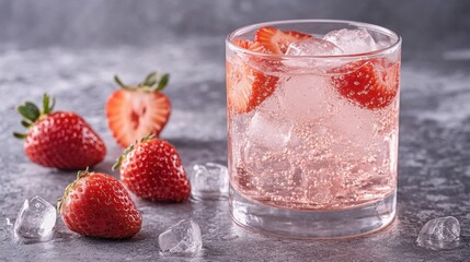 Strawberry drink on table