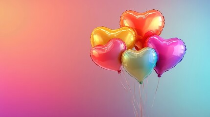 Colorful heart balloons celebration party decoration design