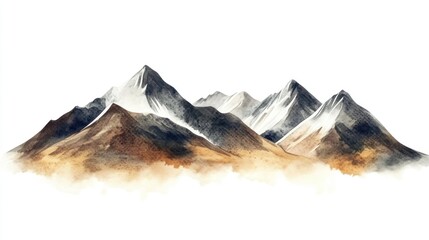 Watercolor mountain range snowcapped peaks nature landscape artistic background