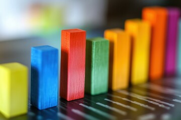 A graph or chart made of colored paper.