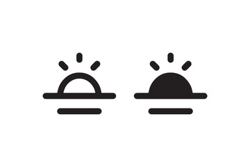 Sunrise or sunset icons in black and white Vector