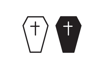 Obraz premium Coffin with cross icons black and white Vector