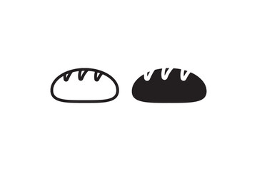 Simple bread loaf icon in outline and solid Vector